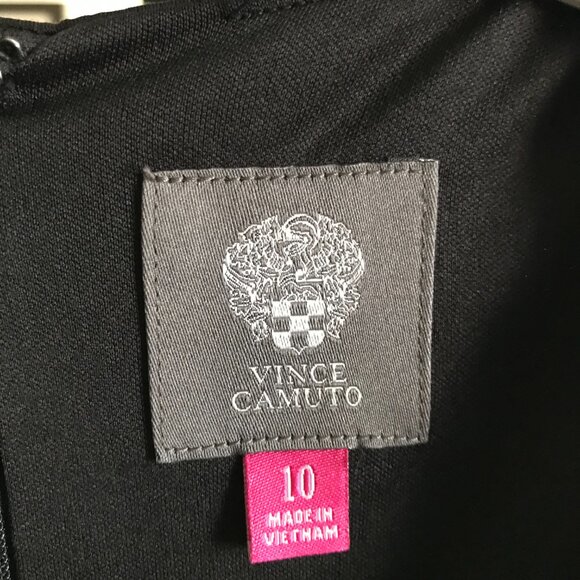 VINCE CAMUTO size 10 Black Stretch Jersey Ruched Sheath Dress LBD - Picture 4 of 4